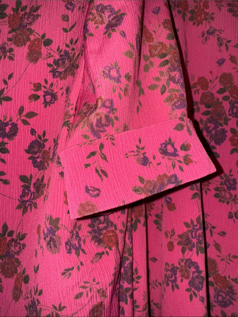 Vintage Leslie Fay Magenta Floral Two-Piece - Short Sleeve Top & Skirt